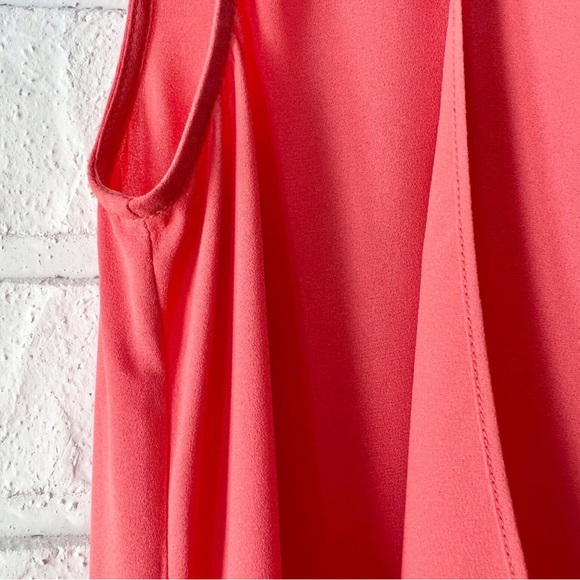 BCBGMaxAzria TARA sleeveless cascading coral chiffon high low shift dress M - Picture 6 of 10